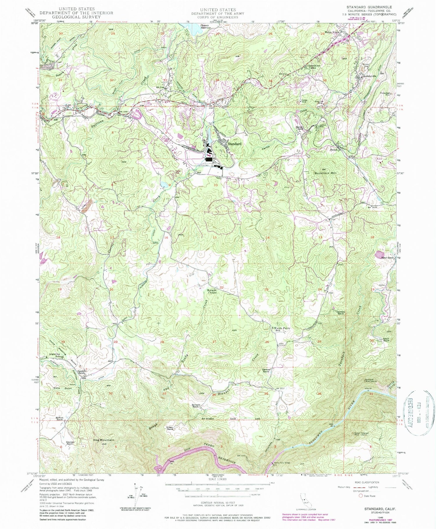 Classic USGS Standard California 7.5'x7.5' Topo Map Image