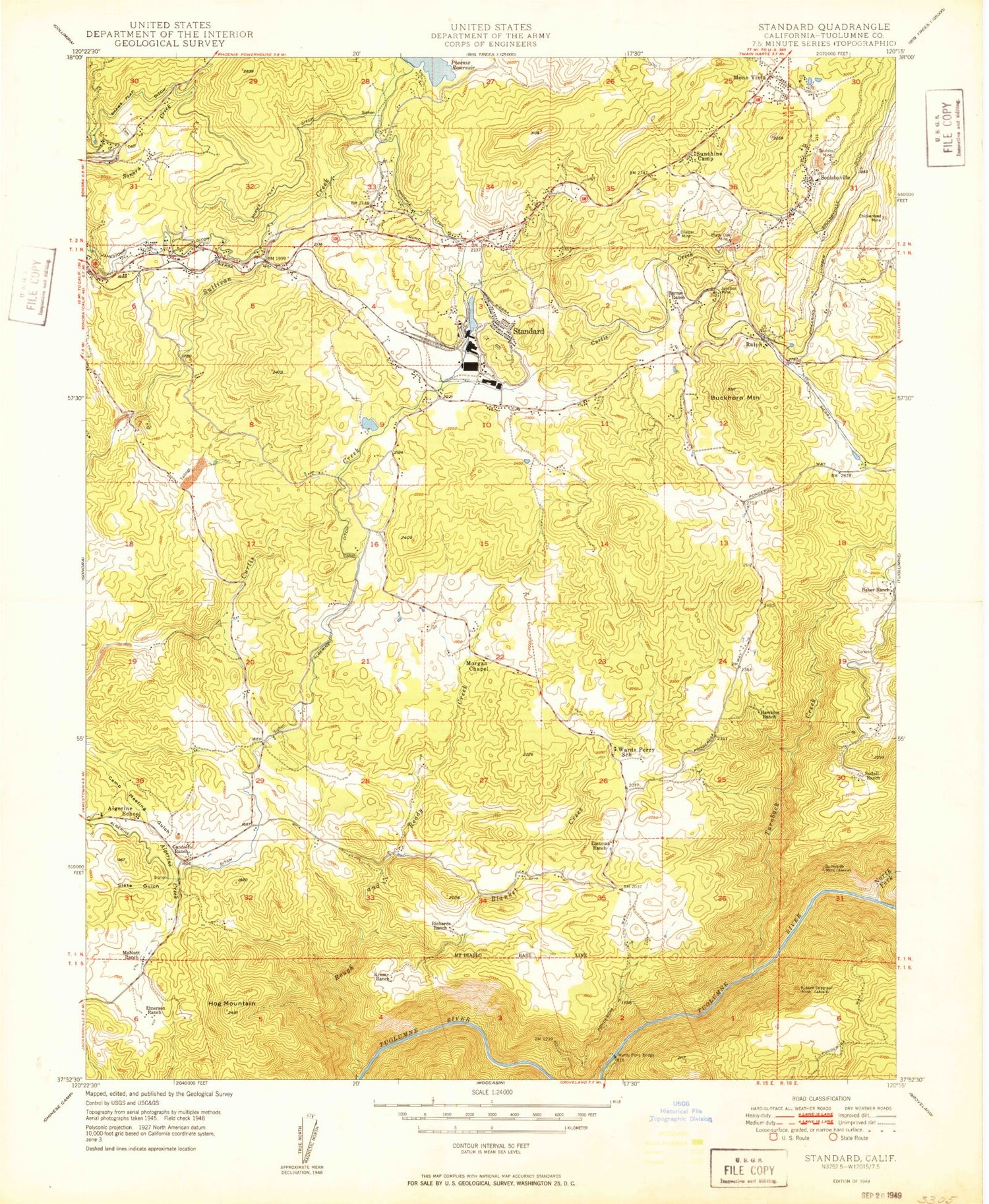 Classic USGS Standard California 7.5'x7.5' Topo Map Image