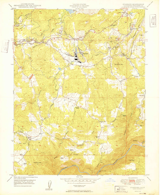 Classic USGS Standard California 7.5'x7.5' Topo Map Image