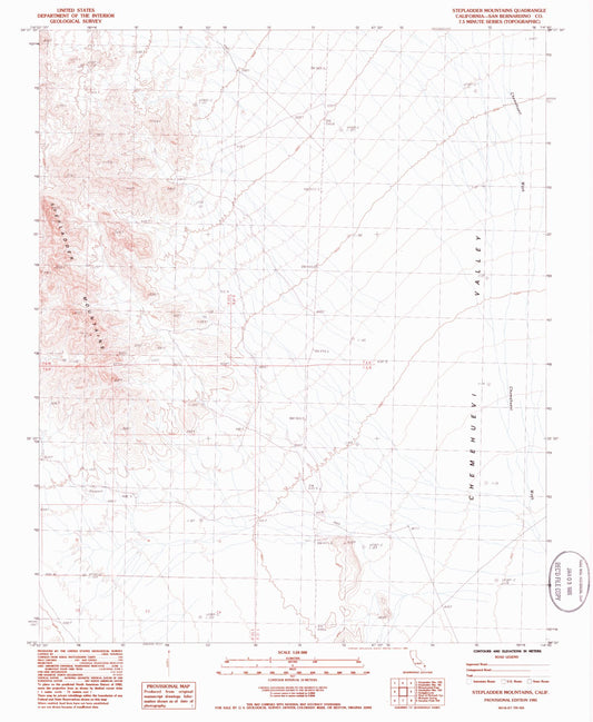 Classic USGS Stepladder Mountains California 7.5'x7.5' Topo Map Image