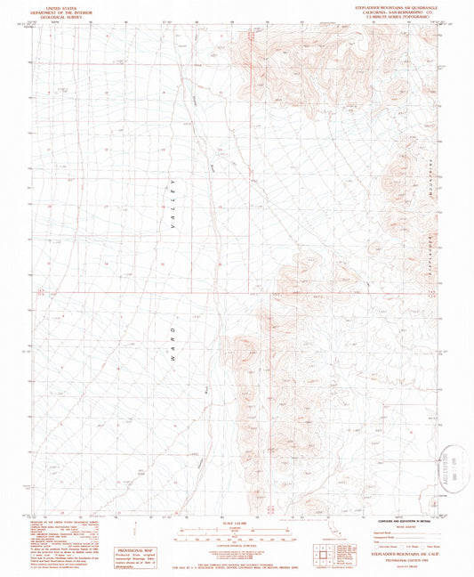Classic USGS Stepladder Mountains SW California 7.5'x7.5' Topo Map Image