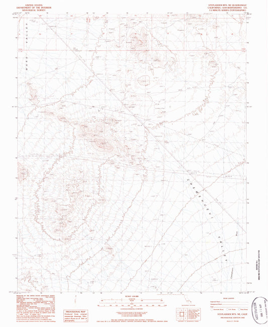 Classic USGS Stepladder Mountains NE California 7.5'x7.5' Topo Map Image