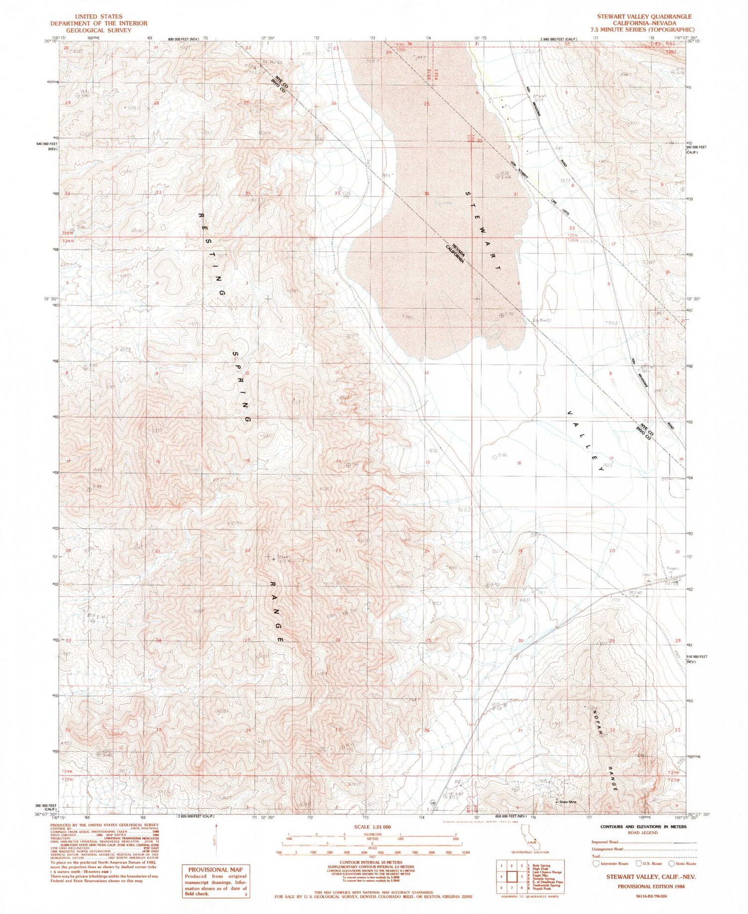 Classic USGS Stewart Valley California 7.5'x7.5' Topo Map Image