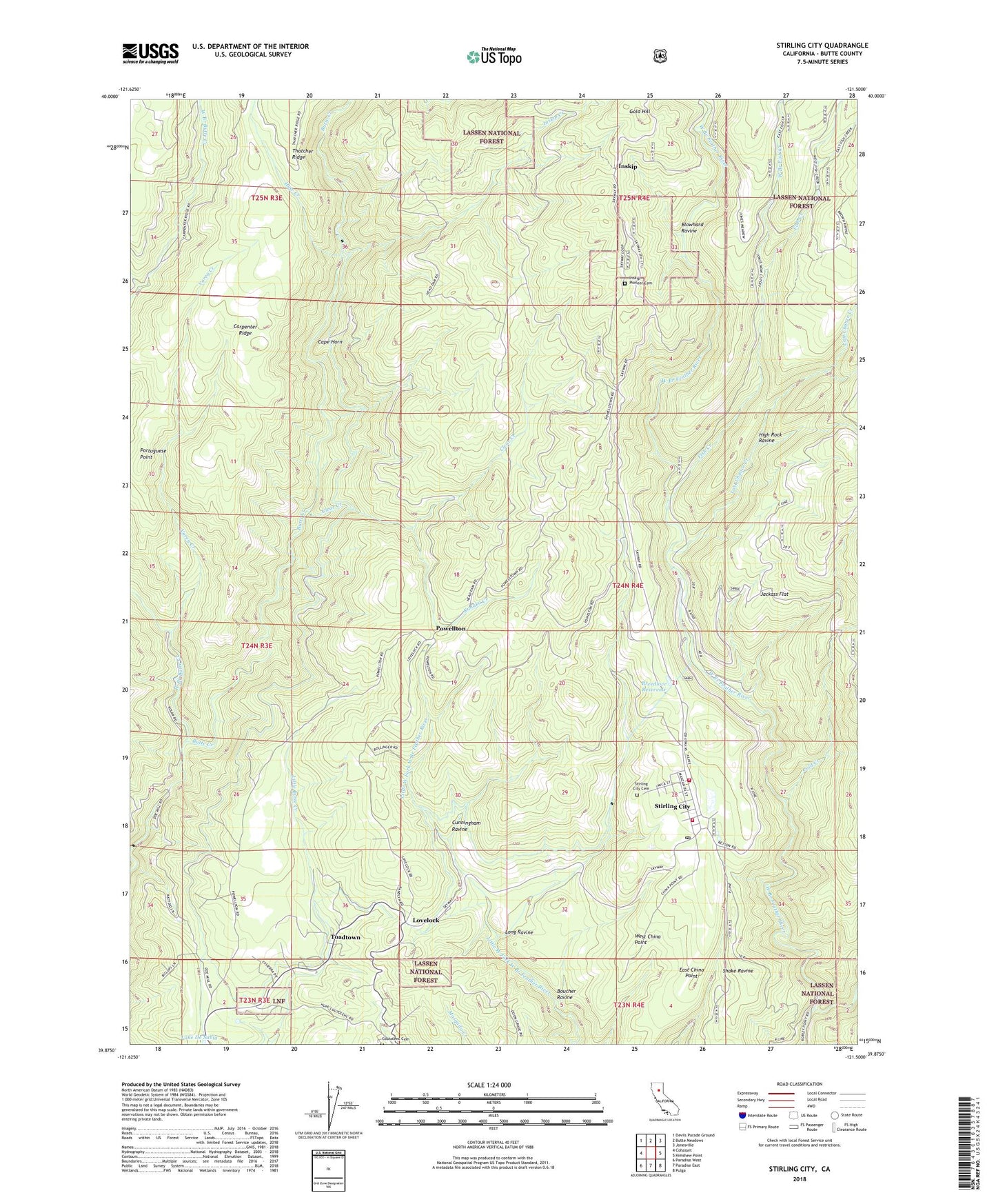 Stirling City California US Topo Map Image