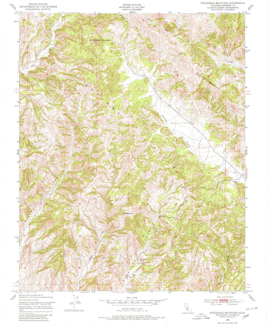 Classic USGS Stockdale Mountain California 7.5'x7.5' Topo Map Image
