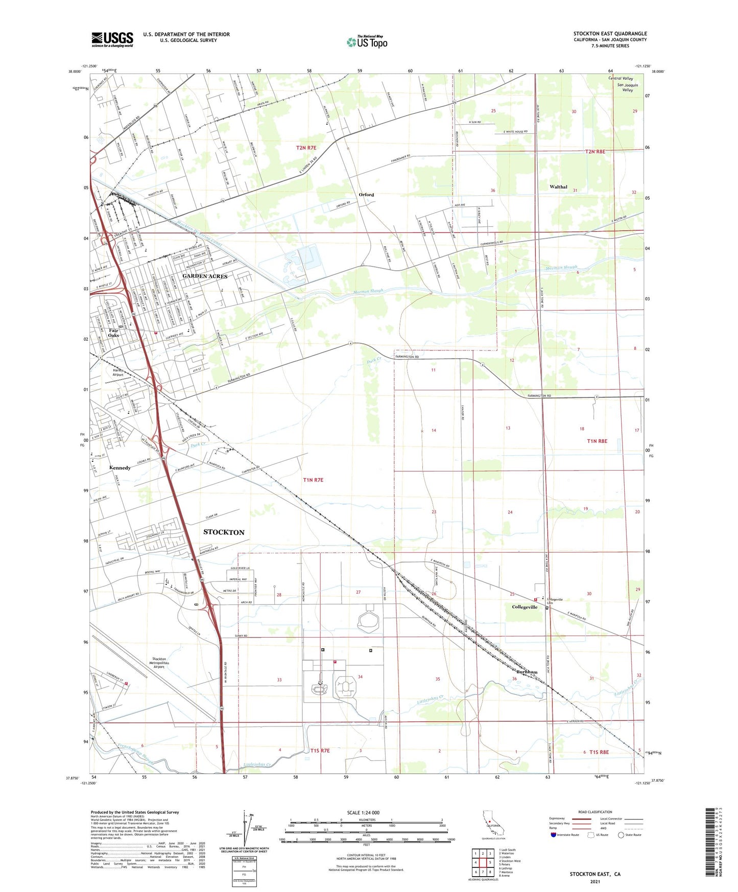 Stockton East California US Topo Map Image