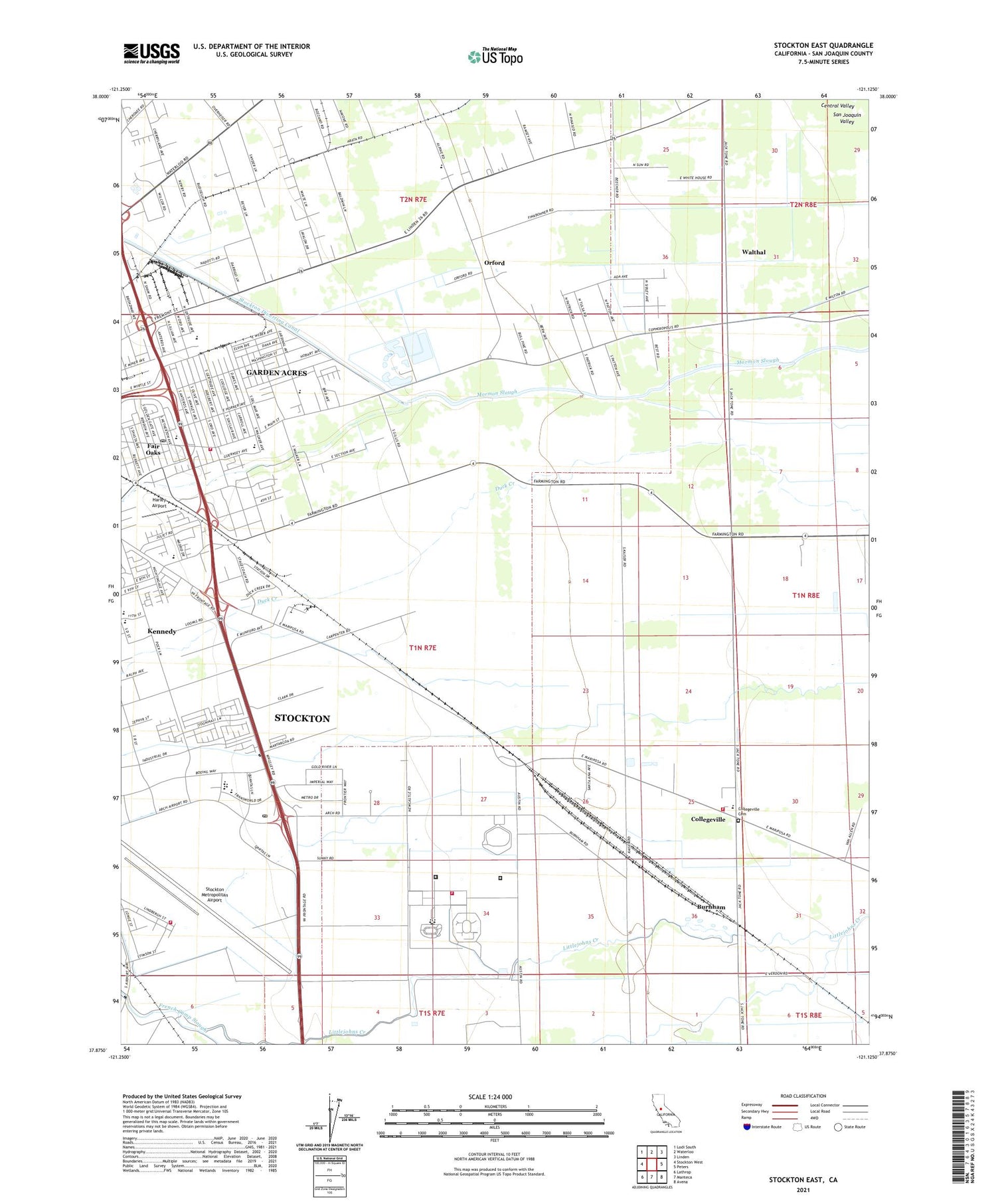 Stockton East California US Topo Map Image