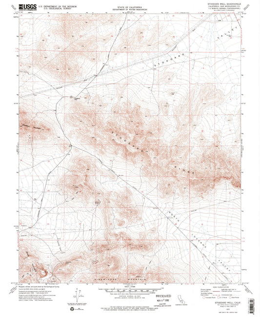 Classic USGS Stoddard Well California 7.5'x7.5' Topo Map Image