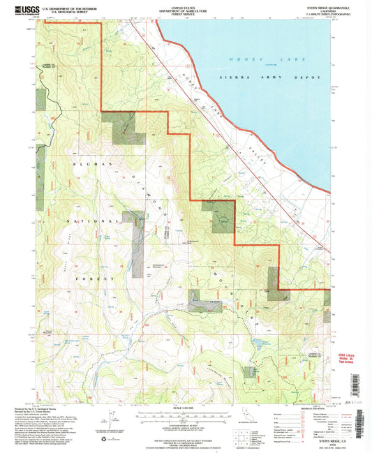 Classic USGS Stony Ridge California 7.5'x7.5' Topo Map Image