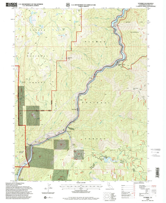 Classic USGS Storrie California 7.5'x7.5' Topo Map Image