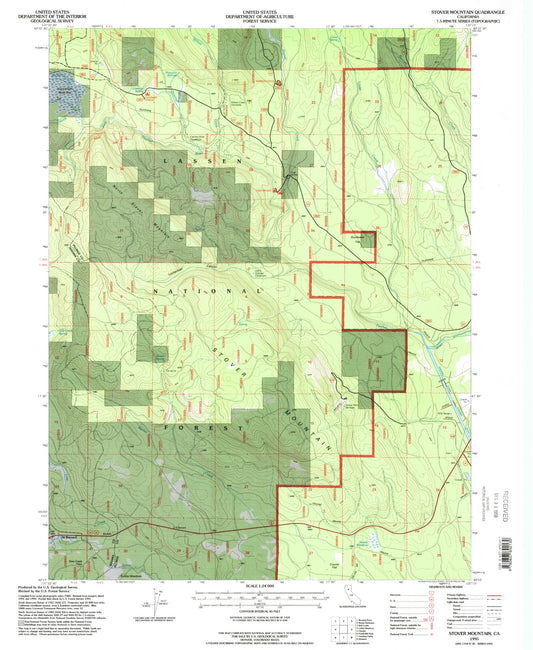 Classic USGS Stover Mountain California 7.5'x7.5' Topo Map Image