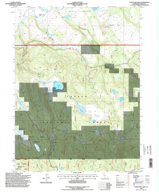 Classic USGS Straylor Lake California 7.5'x7.5' Topo Map Image