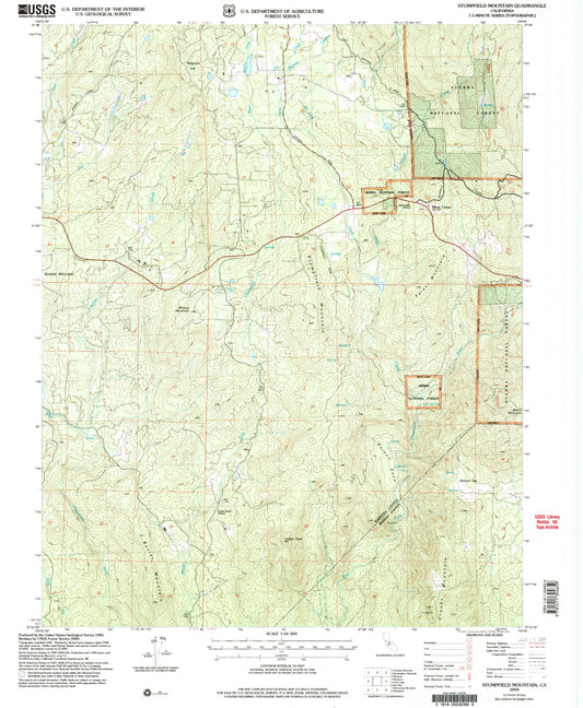 Classic USGS Stumpfield Mountain California 7.5'x7.5' Topo Map Image