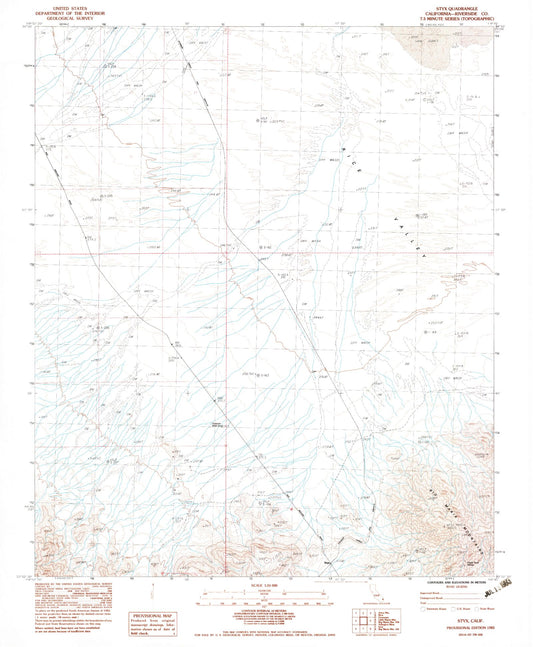 Classic USGS Styx California 7.5'x7.5' Topo Map Image