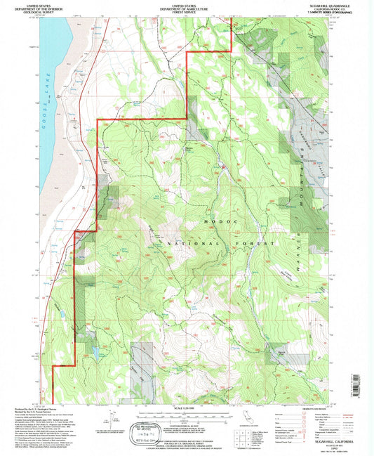 Classic USGS Sugar Hill California 7.5'x7.5' Topo Map Image