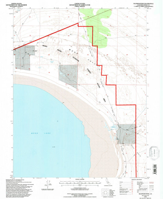 Classic USGS Sulphur Pond California 7.5'x7.5' Topo Map Image