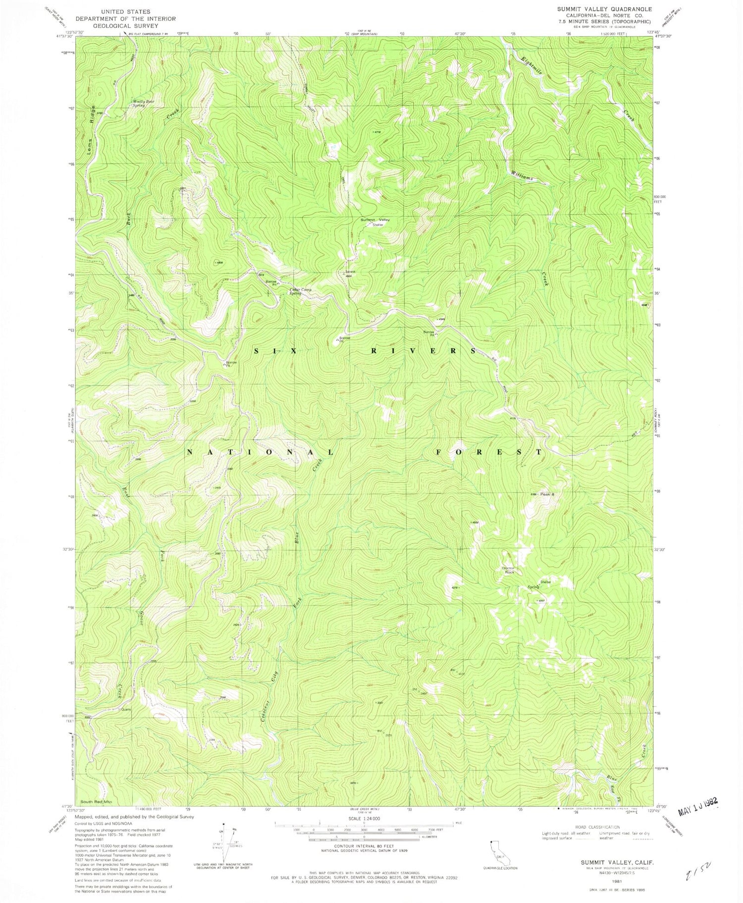 Classic USGS Summit Valley California 7.5'x7.5' Topo Map Image