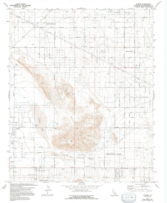 Classic USGS Sunfair California 7.5'x7.5' Topo Map Image