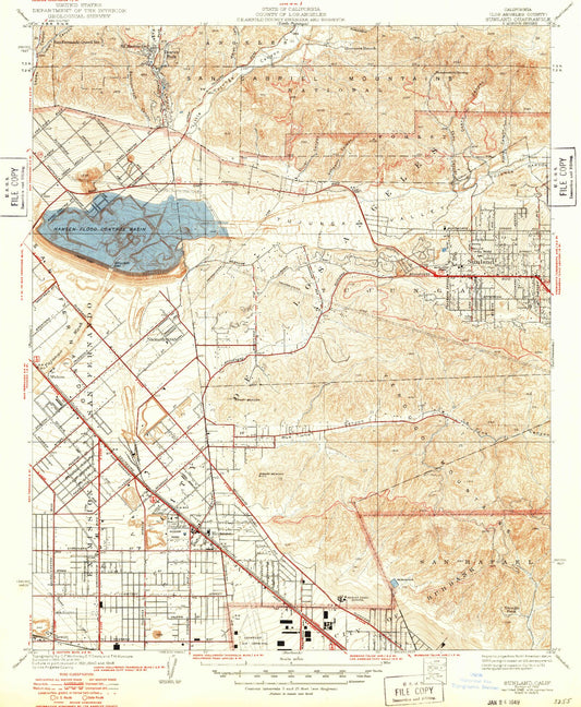 Classic USGS Sunland California 7.5'x7.5' Topo Map Image