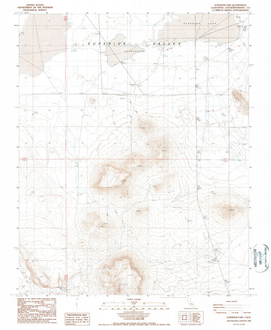 Classic USGS Superior Lake California 7.5'x7.5' Topo Map Image