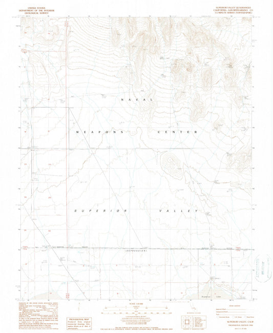 Classic USGS Superior Valley California 7.5'x7.5' Topo Map Image