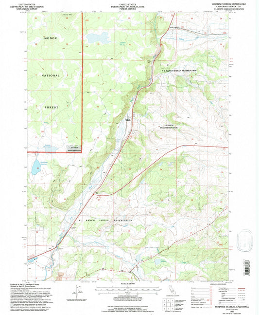 Classic USGS Surprise Station California 7.5'x7.5' Topo Map Image