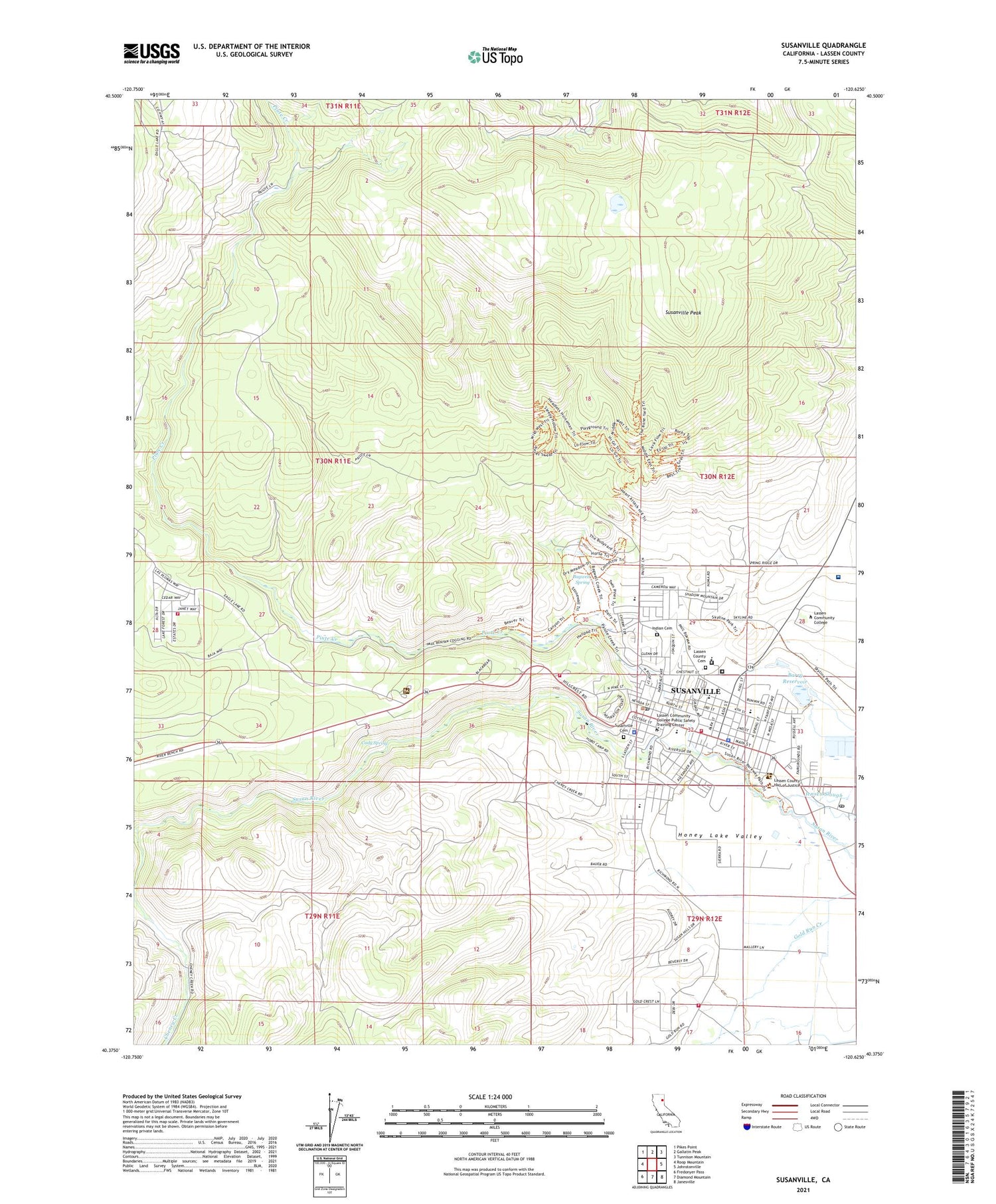 Susanville California US Topo Map Image
