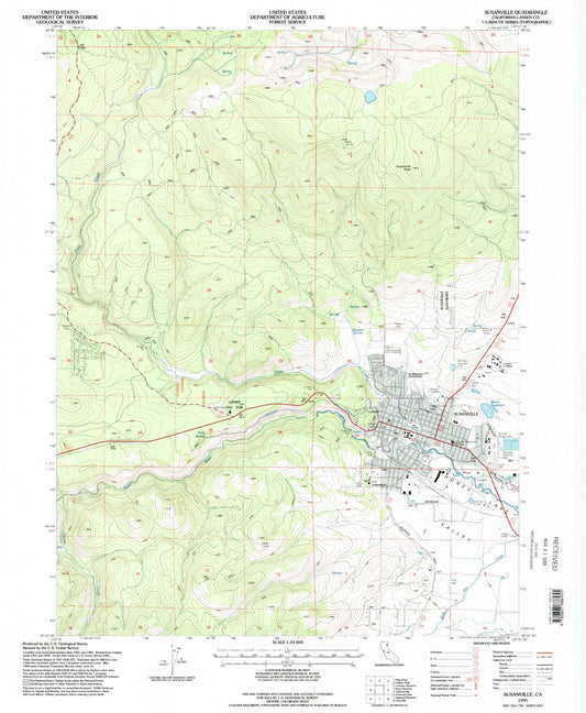 Classic USGS Susanville California 7.5'x7.5' Topo Map Image