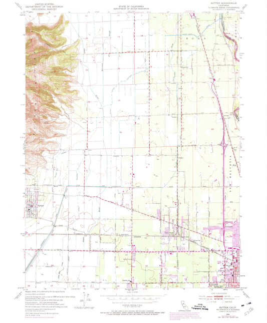 Classic USGS Sutter California 7.5'x7.5' Topo Map Image