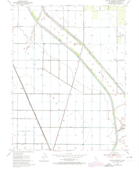 Classic USGS Sutter Causeway California 7.5'x7.5' Topo Map Image