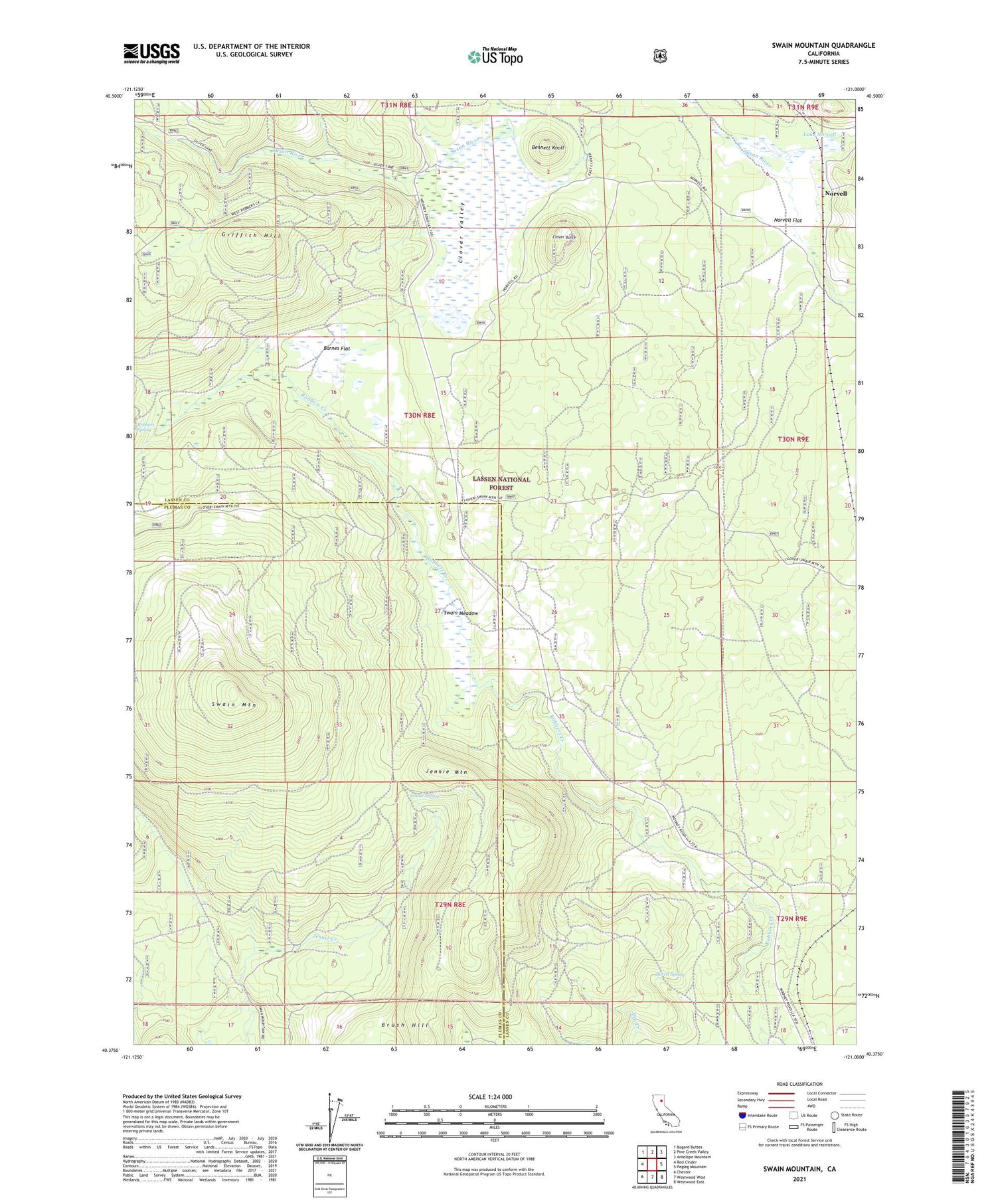 Swain Mountain California US Topo Map Image
