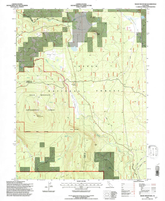Classic USGS Swain Mountain California 7.5'x7.5' Topo Map Image