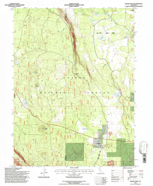 Classic USGS Swains Hole California 7.5'x7.5' Topo Map Image