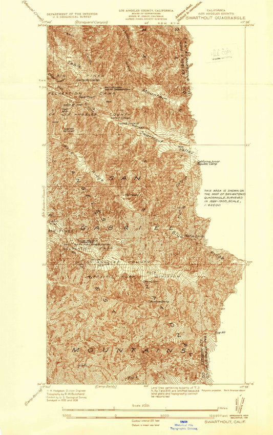 USGS Classic Swarthout California 7.5'x7.5' Topo Map Image