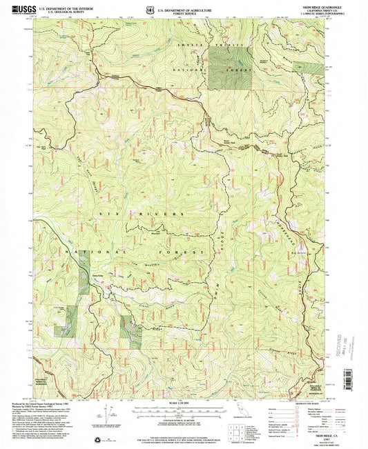 Classic USGS Swim Ridge California 7.5'x7.5' Topo Map Image
