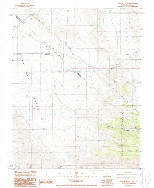 Classic USGS Sylvania Canyon California 7.5'x7.5' Topo Map Image