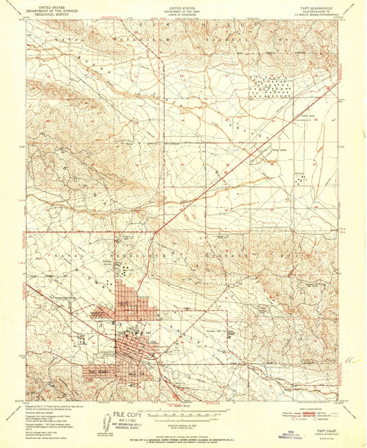 Classic USGS Taft California 7.5'x7.5' Topo Map Image