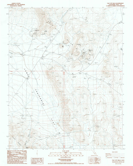 Classic USGS Talc City Hills California 7.5'x7.5' Topo Map Image