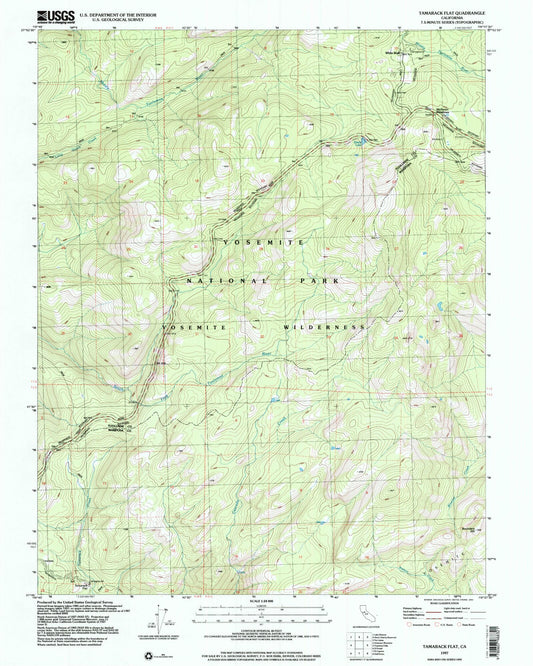 Classic USGS Tamarack Flat California 7.5'x7.5' Topo Map Image