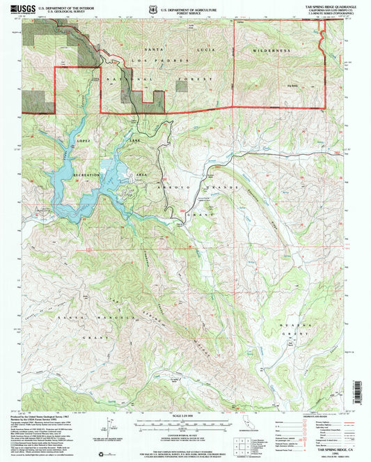 Classic USGS Tar Spring Ridge California 7.5'x7.5' Topo Map Image