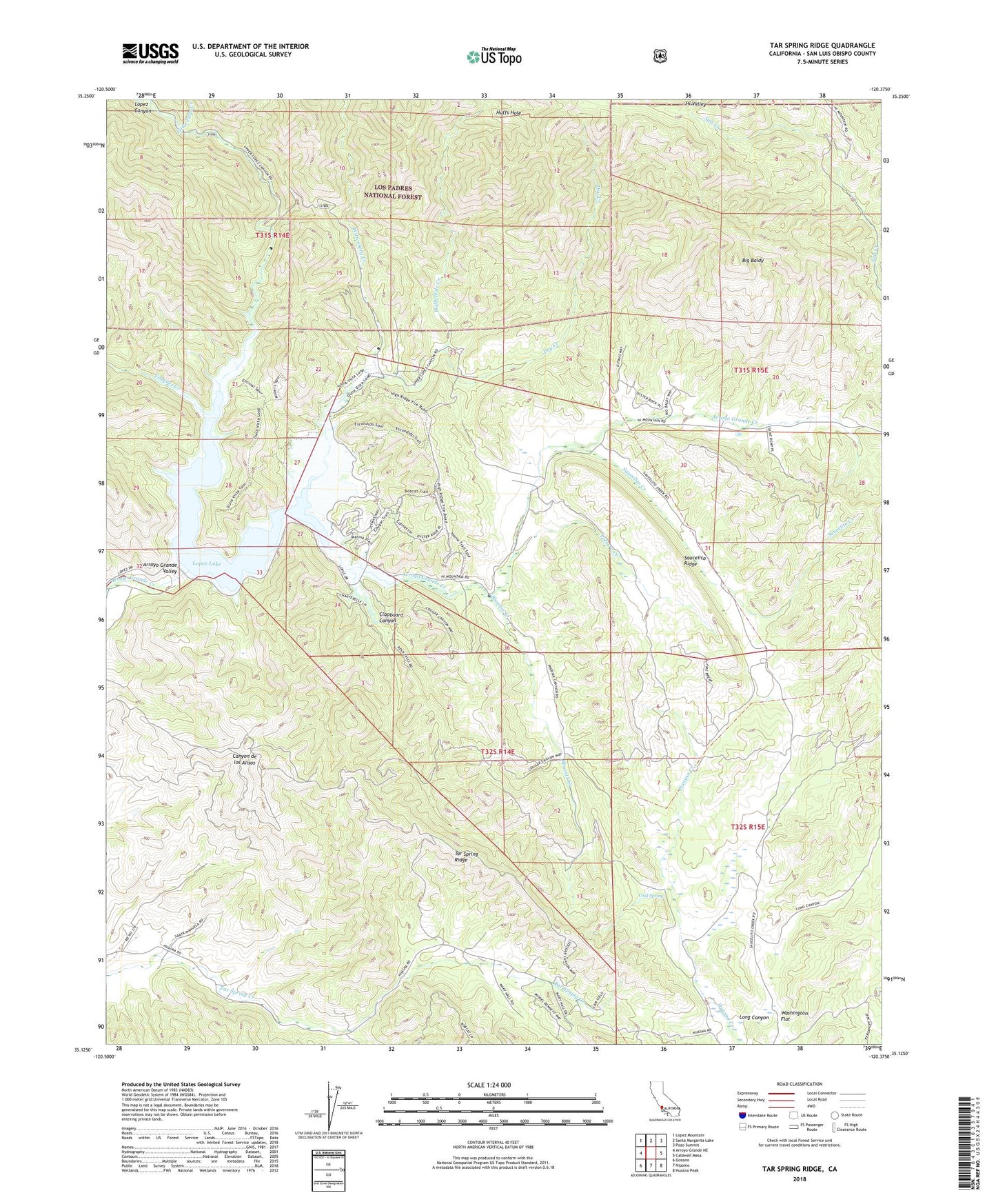 Tar Spring Ridge California US Topo Map Image