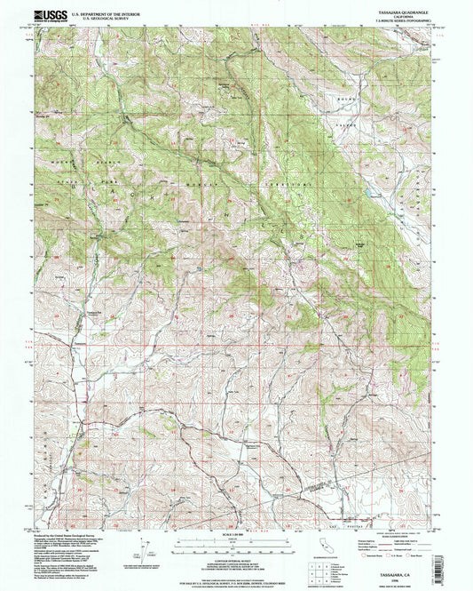 Classic USGS Tassajara California 7.5'x7.5' Topo Map Image
