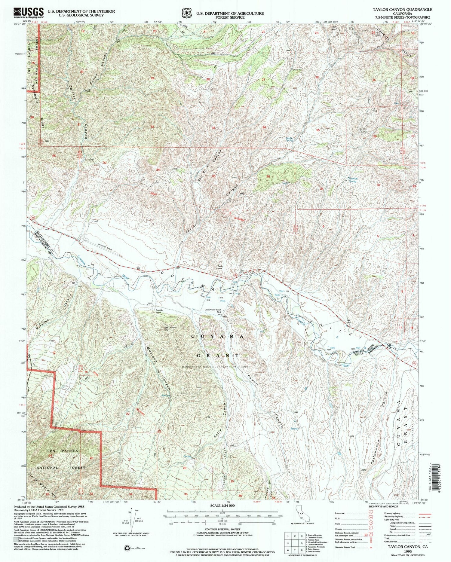 Classic USGS Taylor Canyon California 7.5'x7.5' Topo Map Image