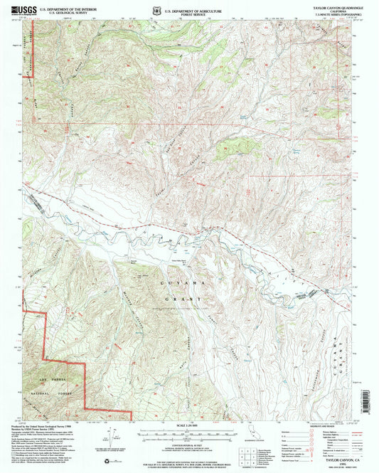 Classic USGS Taylor Canyon California 7.5'x7.5' Topo Map Image