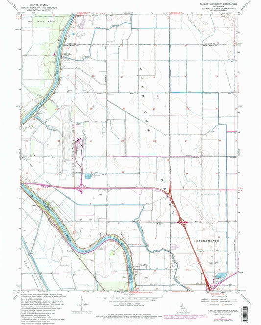 Classic USGS Taylor Monument California 7.5'x7.5' Topo Map Image