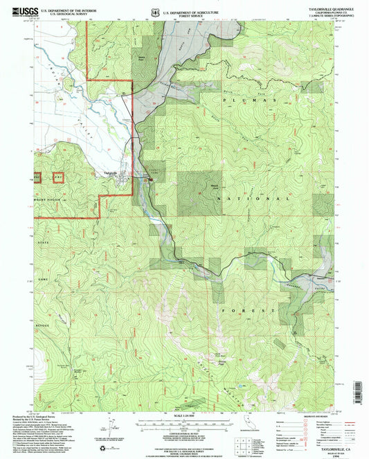 Classic USGS Taylorsville California 7.5'x7.5' Topo Map Image