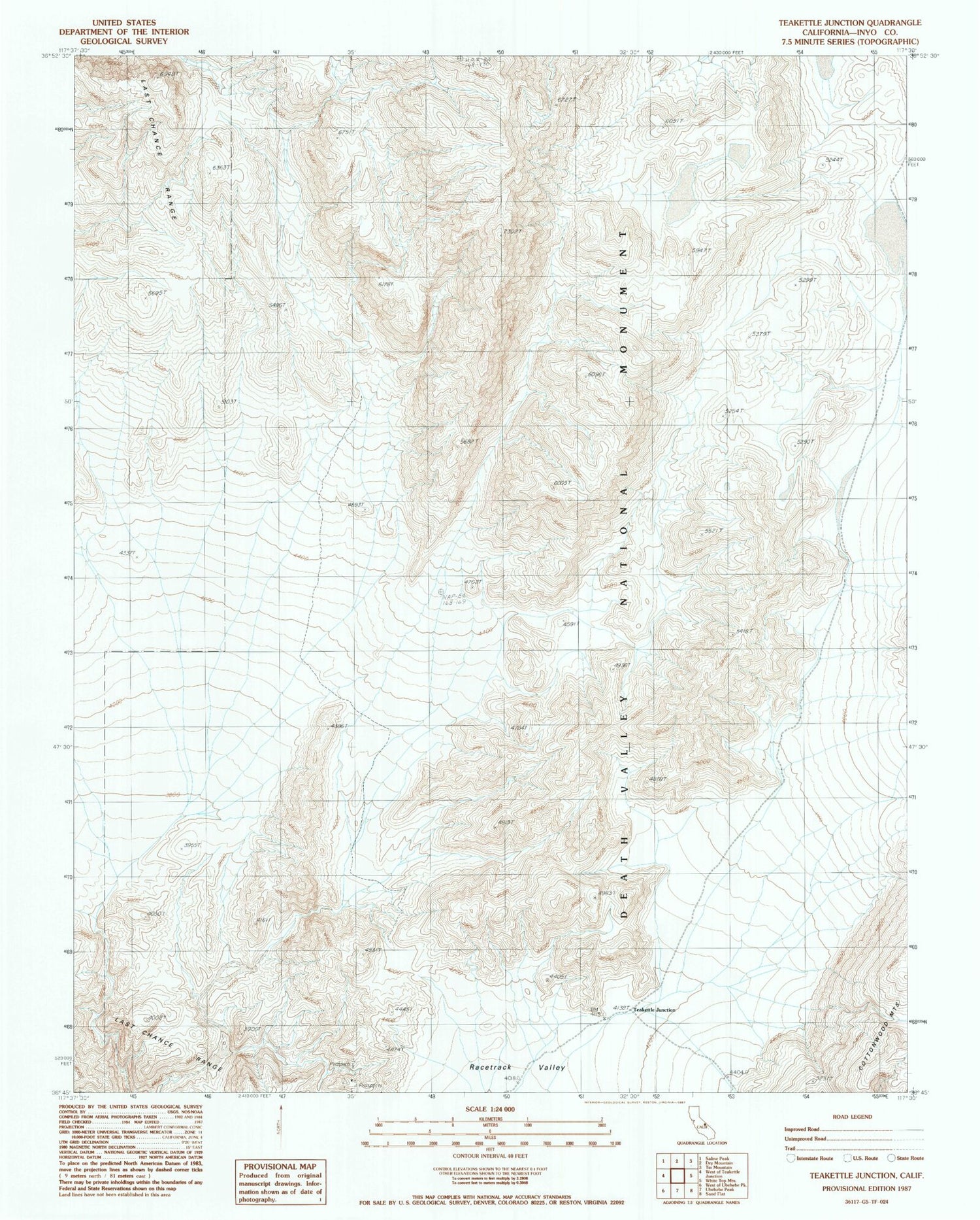 Classic USGS Teakettle Junction California 7.5'x7.5' Topo Map Image