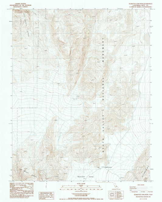 Classic USGS Teakettle Junction California 7.5'x7.5' Topo Map Image
