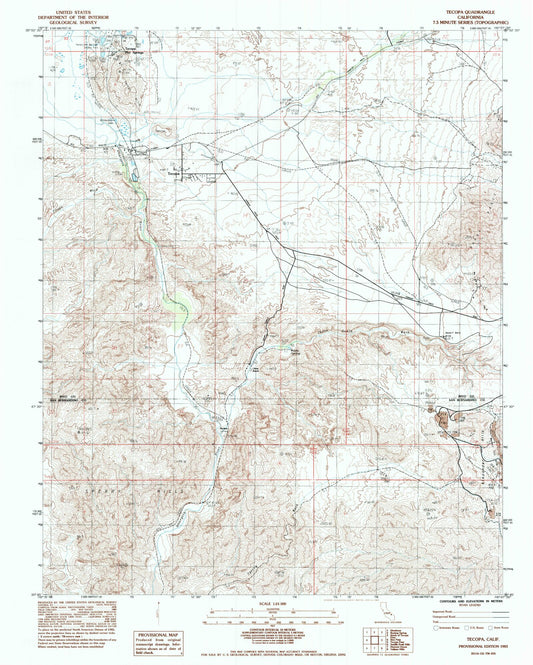 Classic USGS Tecopa California 7.5'x7.5' Topo Map Image
