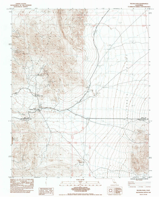 Classic USGS Tecopa Pass California 7.5'x7.5' Topo Map Image